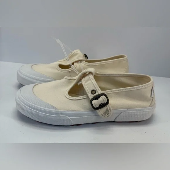 NWOB Vans Cream canvas Mary Jane Buckle Slip-Ons W9, M7.5 - Picture 3 of 14
